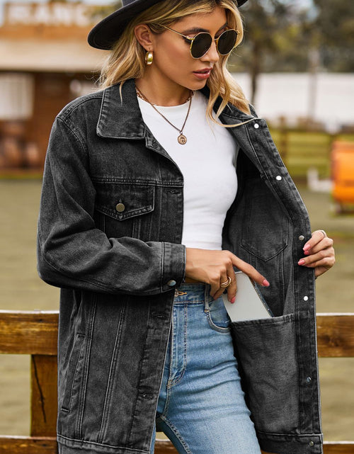 Load image into Gallery viewer, Buttoned Collared Neck Denim Jacket with Pockets
