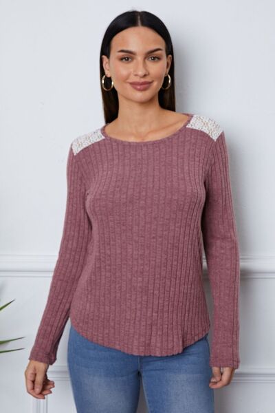 Load image into Gallery viewer, Lace Detail Long Sleeve T-Shirt
