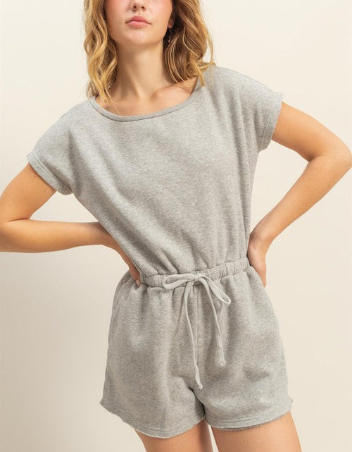 Load image into Gallery viewer, HYFVE Round Neck Short Sleeve Drawstring Waist Romper
