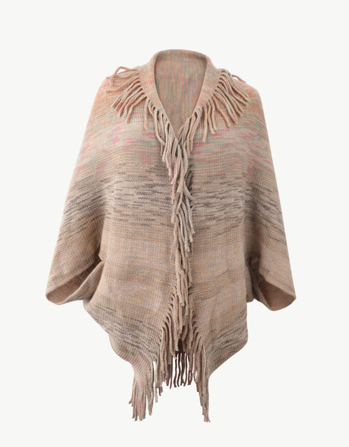 Load image into Gallery viewer, Multicolored Fringe Trim Poncho
