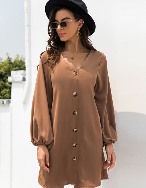 Load image into Gallery viewer, V-Neck Long Sleeve Mini Dress
