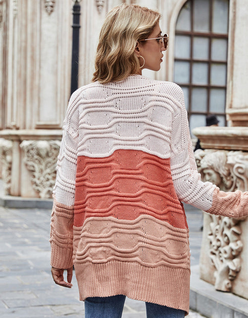 Load image into Gallery viewer, Angel Wings Color Block Openwork Open Front Cardigan
