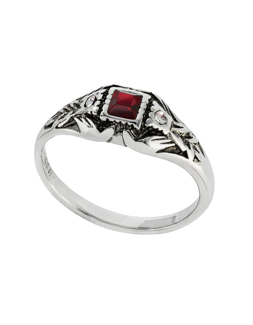 Load image into Gallery viewer, Vintage 1980's Ring Austrian Crystal 18k Antique YellwoWhite Gold Electroplated Made in the USA by PVD Vintage Jewelry
