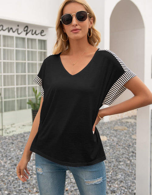 Load image into Gallery viewer, Ivy Lane Striped V-Neck Short Sleeve T-Shirt
