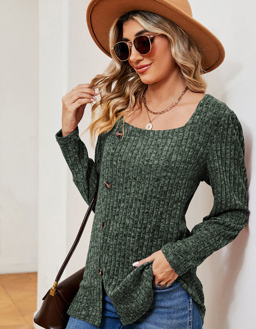 Load image into Gallery viewer, Decorative Button Square Neck T-Shirt

