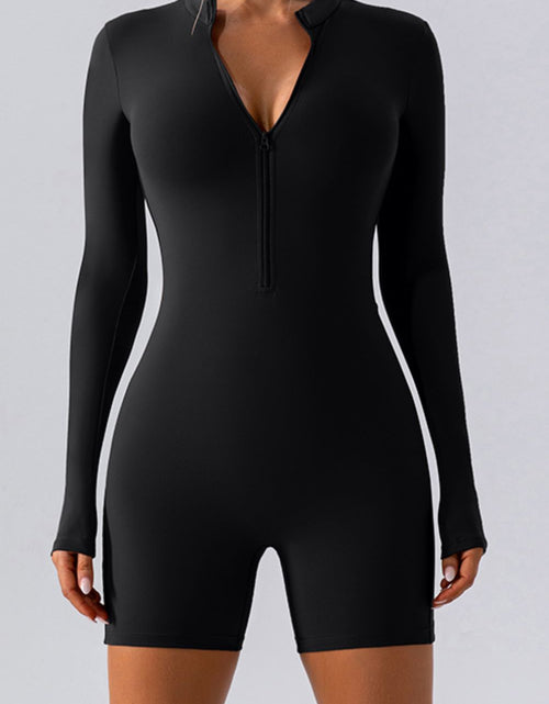 Load image into Gallery viewer, Half Zip Long Sleeve Active Romper
