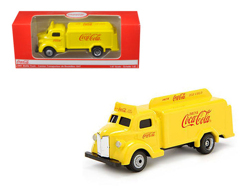 Load image into Gallery viewer, 1947 Coca Cola Delivery Bottle Truck Yellow 1/87 Diecast Model by Motorcity Classics
