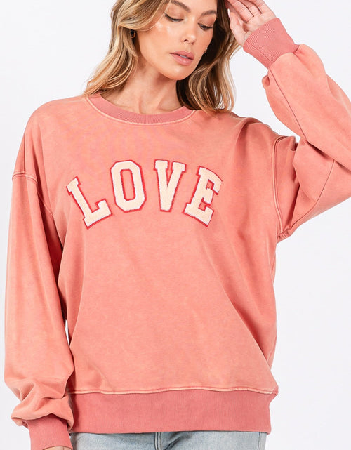Load image into Gallery viewer, SAGE + FIG LOVE Path Applique Drop Shoulder Sweatshirt
