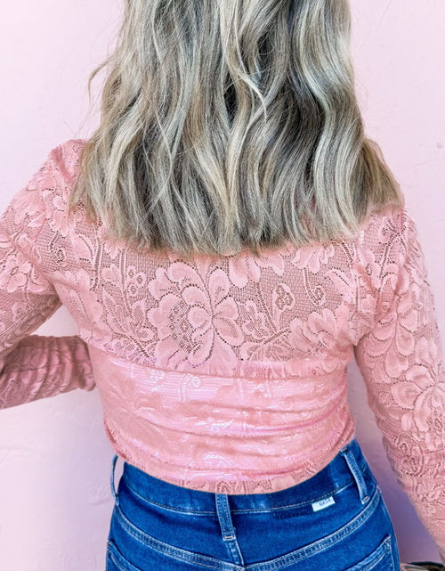 Load image into Gallery viewer, Lace Flower Round Neck Long Sleeve Top
