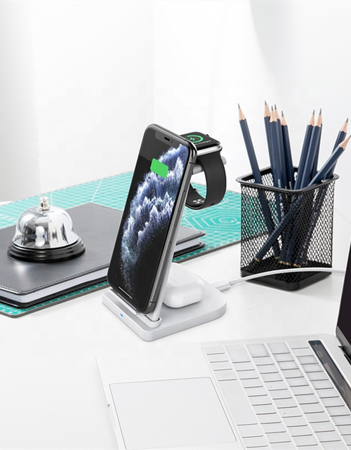 Load image into Gallery viewer, 3-in-1 Fast Wireless Charging Stand for Phones, Apple Watch &amp; AirPods by Infinite Basics
