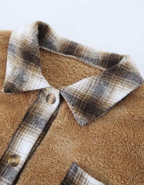 Load image into Gallery viewer, Plaid Contrast Dropped Shoulder Coat
