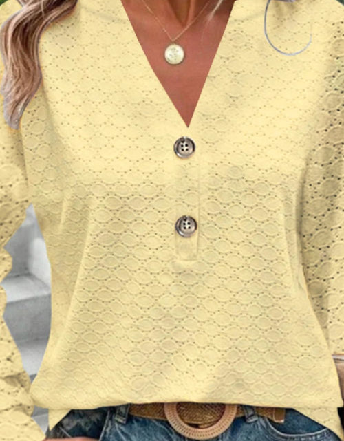 Load image into Gallery viewer, Eyelet Notched Long Sleeve T-Shirt
