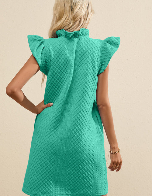 Load image into Gallery viewer, Ruffled V-Neck Cap Sleeve Mini Dress
