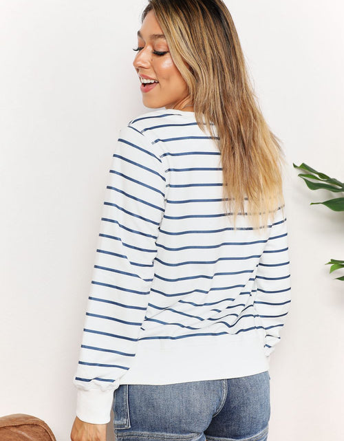 Load image into Gallery viewer, Double Take Striped Long Sleeve Round Neck Top
