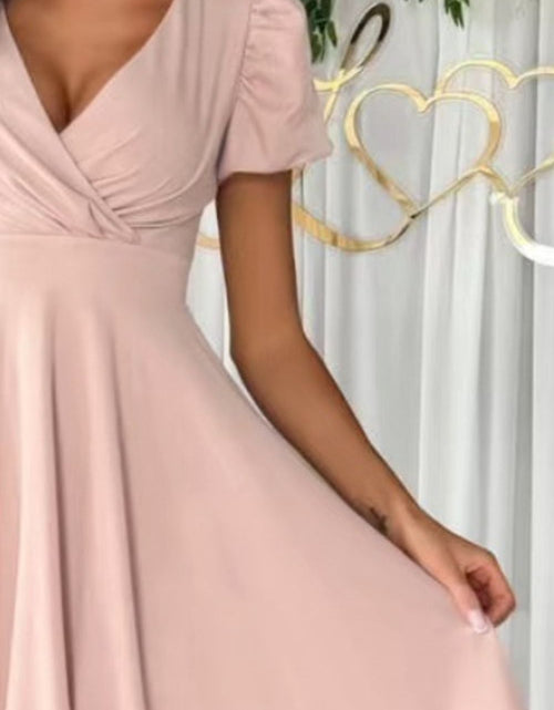 Load image into Gallery viewer, Surplice Puff Sleeve Midi Dress
