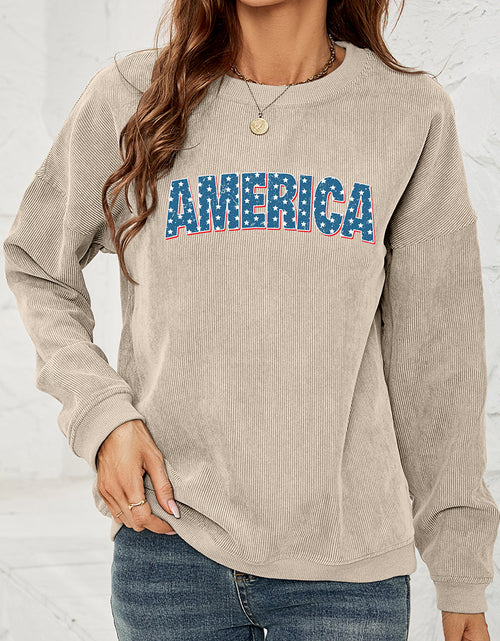 Load image into Gallery viewer, AMERICA Graphic Dropped Shoulder Sweatshirt
