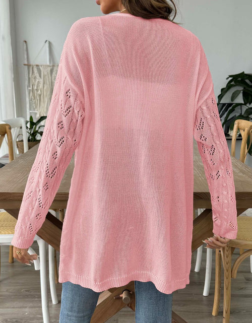 Load image into Gallery viewer, Openwork Open Front Long Sleeve Cardigan
