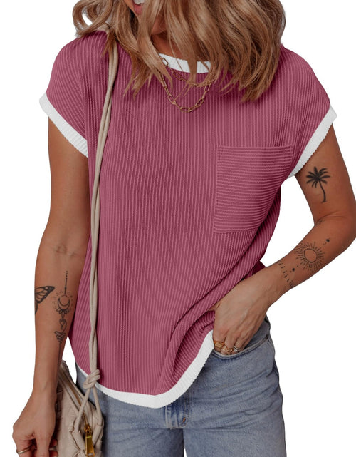 Load image into Gallery viewer, Contrast Trim Round Neck Short Sleeve T-Shirt
