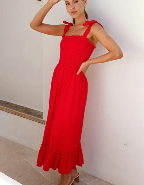 Load image into Gallery viewer, Ruffled Smocked Ruffle Hem Sleeveless Dress
