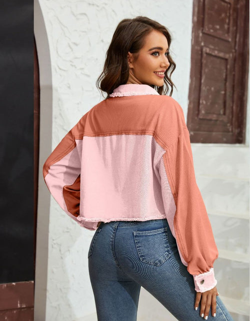 Load image into Gallery viewer, Color Block Crop Jacket with Pockets
