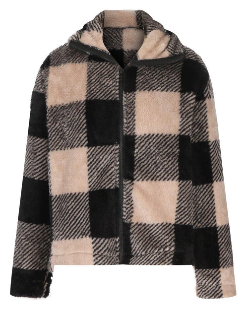 Load image into Gallery viewer, Full Size Plaid Zip Up Long Sleeve Jacket
