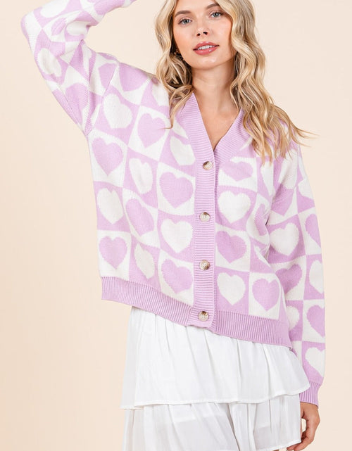 Load image into Gallery viewer, Mittoshop Checkered Heart Button Down Cardigan
