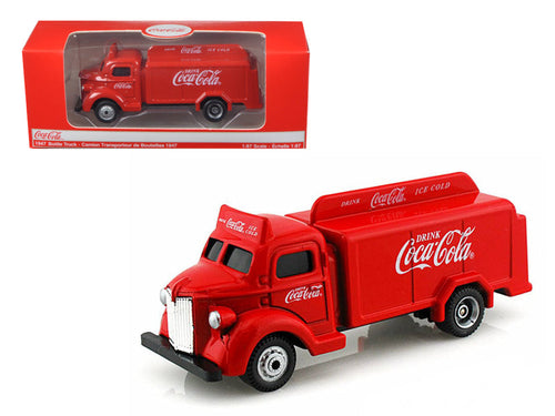 Load image into Gallery viewer, 1947 Coca Cola Delivery Bottle Truck Red 1/87 Diecast Model by Motorcity Classics
