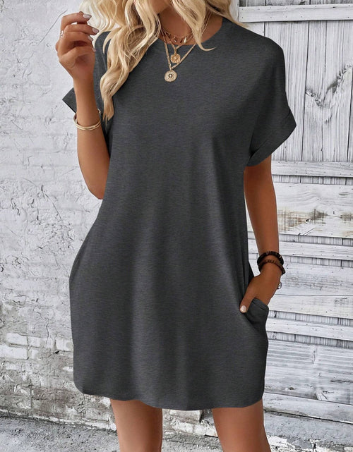Load image into Gallery viewer, Round Neck Short Sleeve Mini Dress

