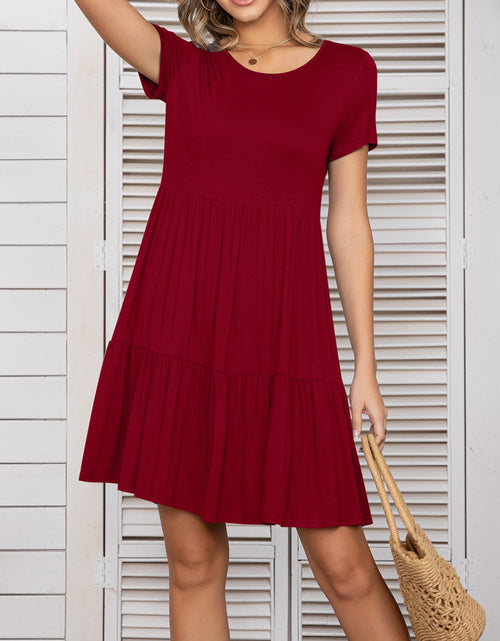 Load image into Gallery viewer, Round Neck Short Sleeve Mini Tee Dress
