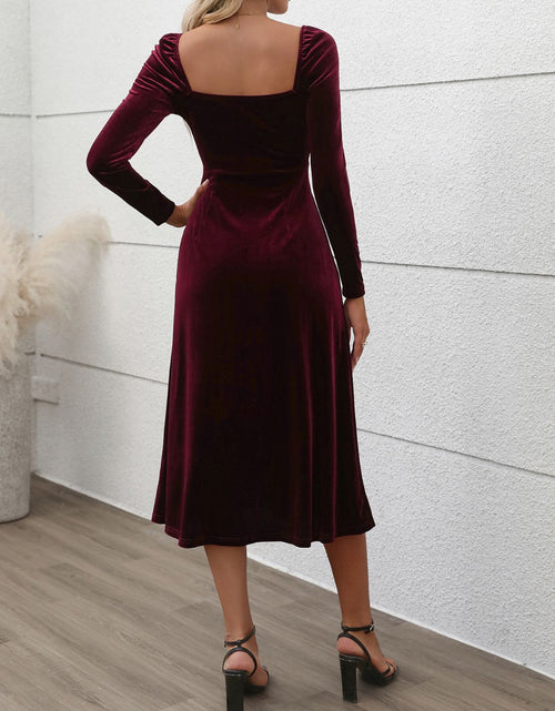 Load image into Gallery viewer, Perfee Sweetheart Neck Long Sleeve Midi Dress
