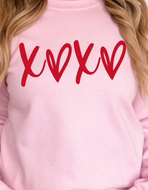 Load image into Gallery viewer, Valentine’s Day XOXO Round Neck Drop Shoulder Sweatshirt
