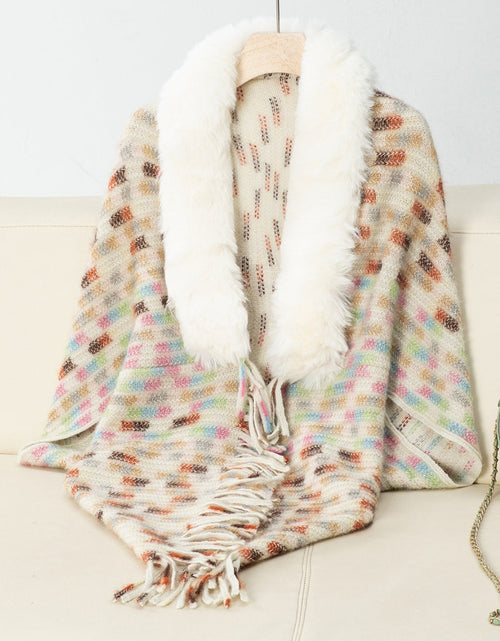Load image into Gallery viewer, Fringe Fuzzy Open Front Poncho
