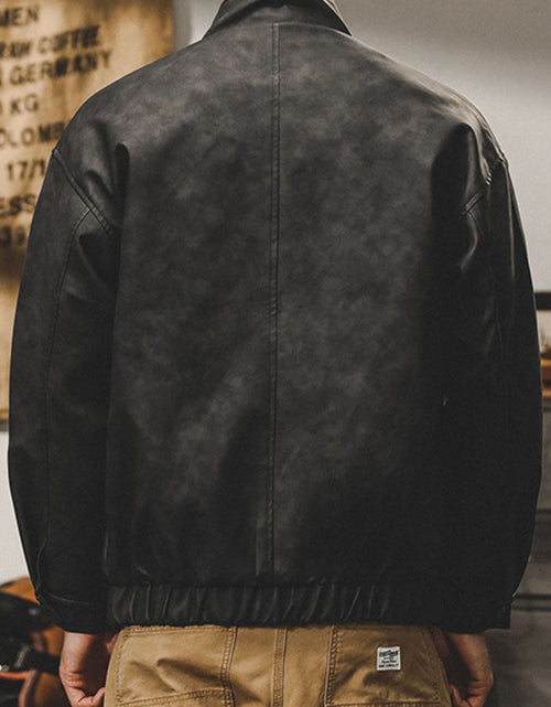Load image into Gallery viewer, Men's Plus Size Zip Up Stand Collar Biker Jacket
