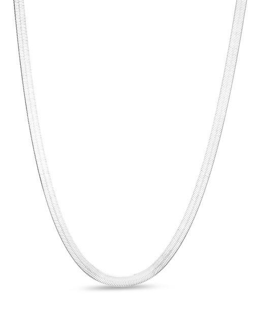 Load image into Gallery viewer, RMZ Gold NYC Italian Unisex 14K White Gold Plated Herringbone Flat Necklace – 20"
