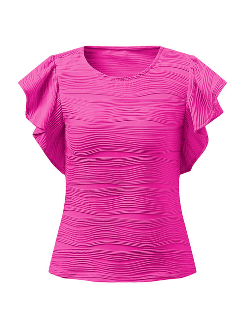Load image into Gallery viewer, Textured Round Neck Cap Sleeve Top
