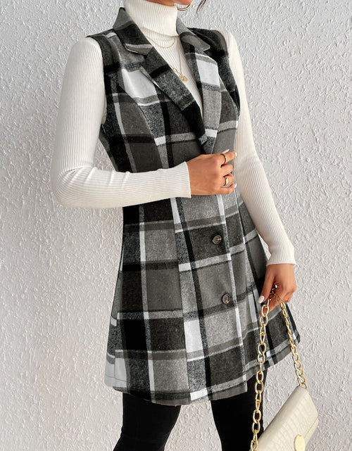 Load image into Gallery viewer, Honey Plaid Button Up Vest Coat
