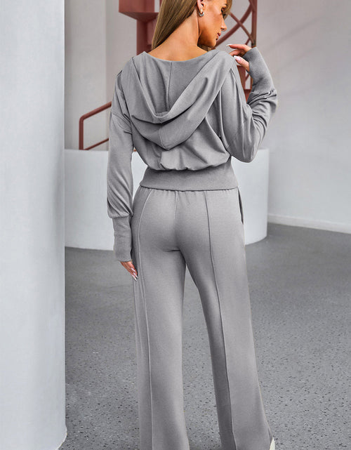 Load image into Gallery viewer, Dropped Shoulder Hoodie and Drawstring Pants Active Set
