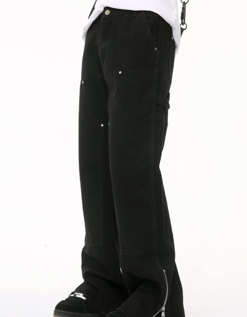 Load image into Gallery viewer, Men's Raw Hem Bootcut Jeans with Zip-Up Sides
