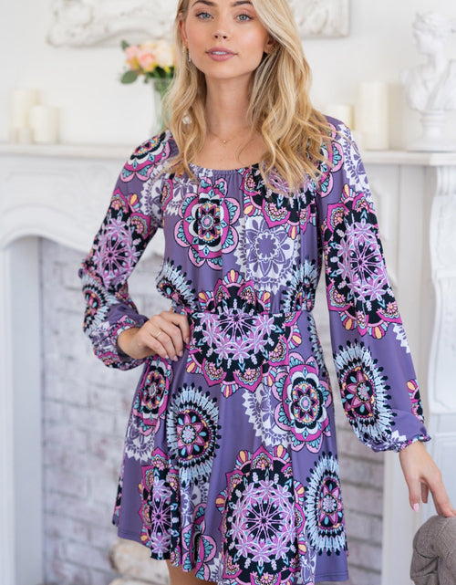 Load image into Gallery viewer, White Birch Printed Long Sleeve Mini Dress with Short Liner
