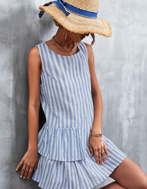 Load image into Gallery viewer, Striped Layered Sleeveless Dress
