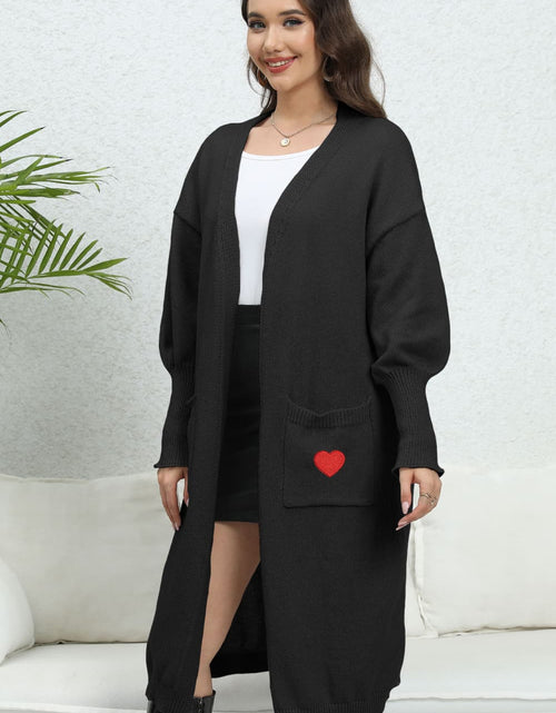 Load image into Gallery viewer, Lantern Sleeve Open Front Pocketed Cardigan
