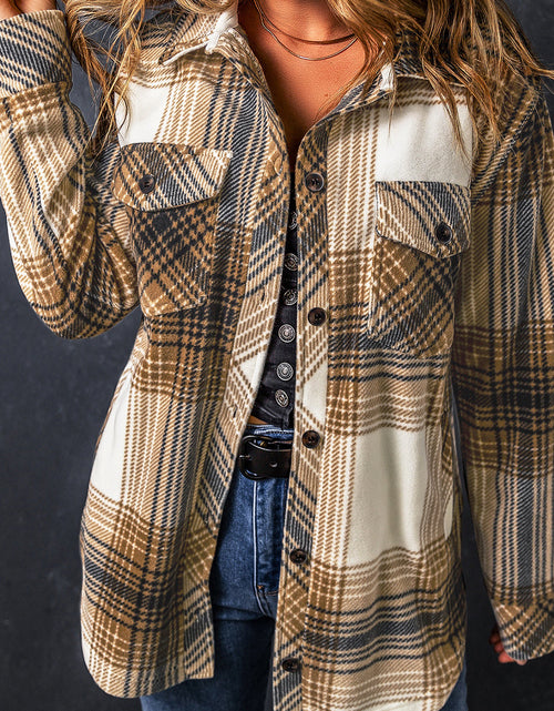 Load image into Gallery viewer, Plaid Button Up Long Sleeve Shacket
