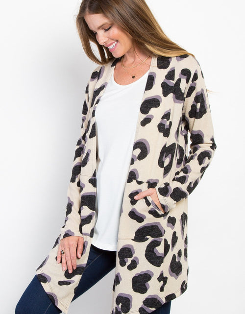 Load image into Gallery viewer, Be Stage Printed Open Front Knit Cardigan with Pockets
