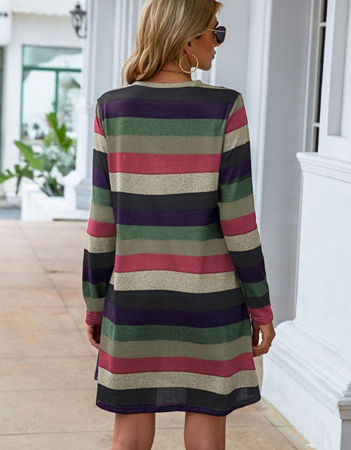 Load image into Gallery viewer, Striped Round Neck Long Sleeve Dress

