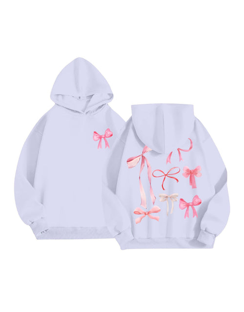 Load image into Gallery viewer, Bow Print Long Sleeve Hoodie
