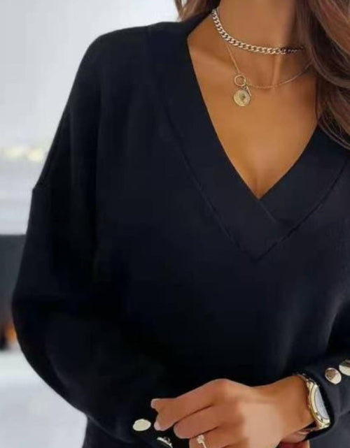 Load image into Gallery viewer, V-Neck Long Sleeve Sweatshirt

