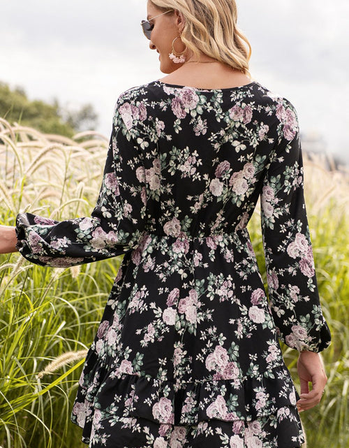 Load image into Gallery viewer, Ivy Lane Floral Lace Trim Long Sleeve Dress
