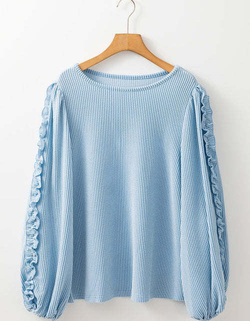 Load image into Gallery viewer, Frill Texture Round Neck Long Sleeve Sweatshirt
