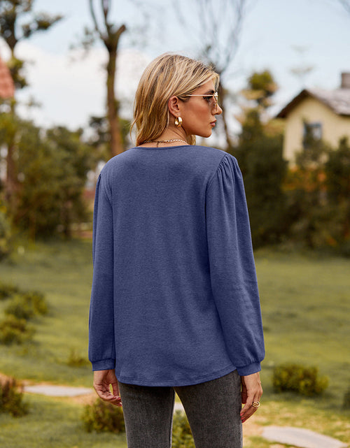 Load image into Gallery viewer, Puff Sleeve Ruffle Trim Blouse
