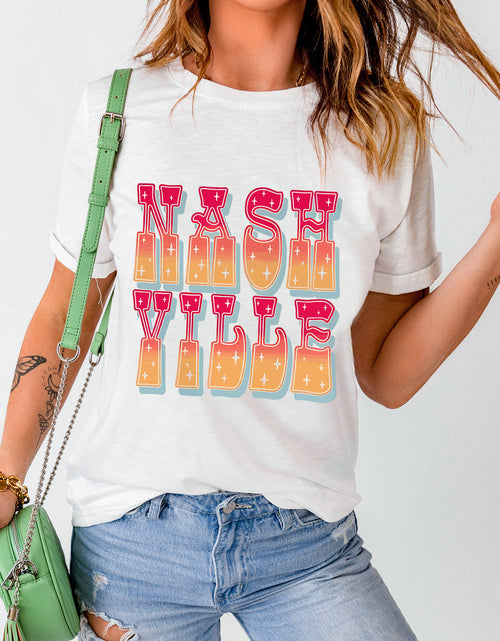 Load image into Gallery viewer, Letter Graphic Round Neck Short Sleeve T-Shirt
